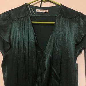 Satin green short dress